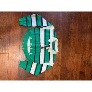 Love 83 Green & White Long Sleeve Crop Top - Sz XL NWT
